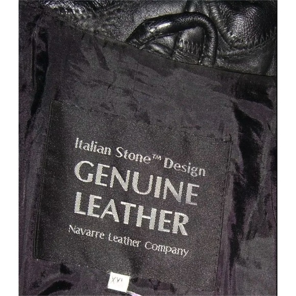 Leather Jacket Vintage 90's Trench Textured Italian Goth Punk alt egirl y2k 2X - Picture 12 of 14